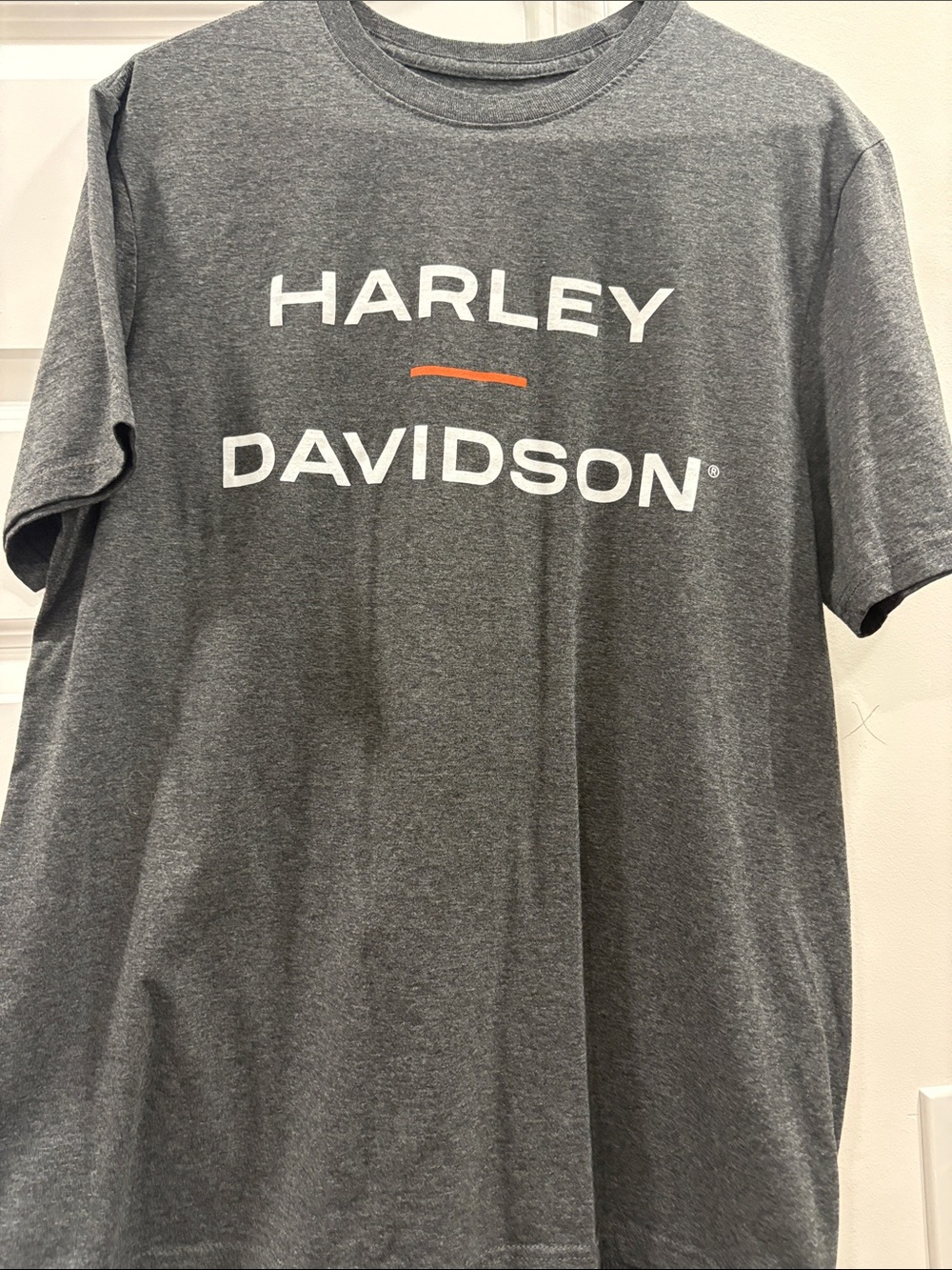 Harley-Davidson Gray Short Sleeve Logo Tee with Orange Accent